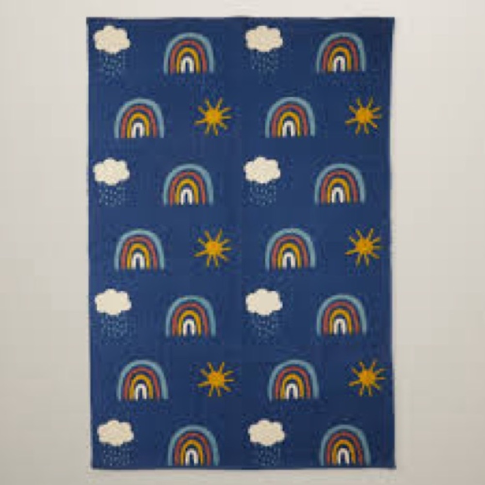 NWT Play Rug Mini Maison Cotton Neutral Clouds Rainbows Sun Baby Toddler Carpet